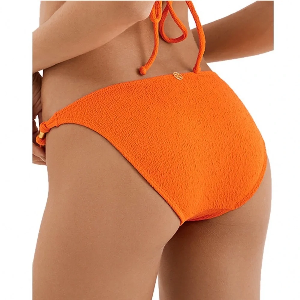 ViX Paula Hermanny Firenze Paula Full Bikini Bottom Orange Gold Rings Size Small